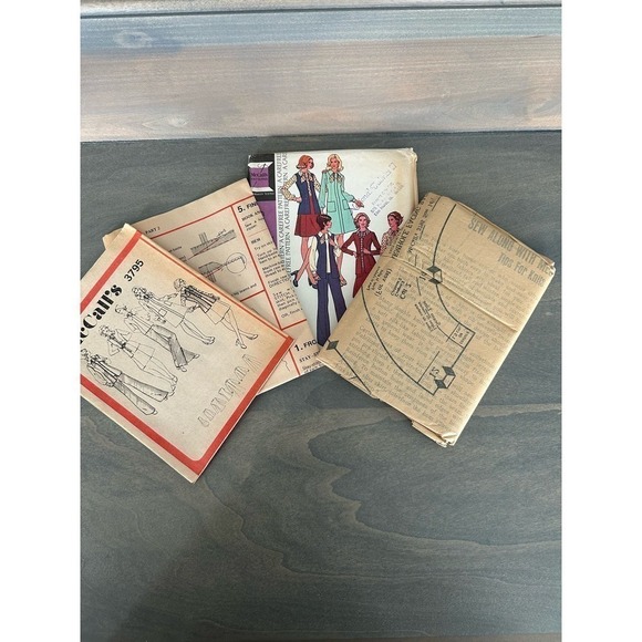 McCalls Vintage Uncut Dress Blouse Scarf Pants Skirt Jacket and Vest Size 14.5 - Picture 5 of 7